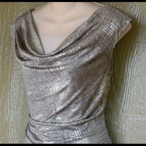 CONNECTED Apparel 6P Gold Cowl Neck Empire Dress